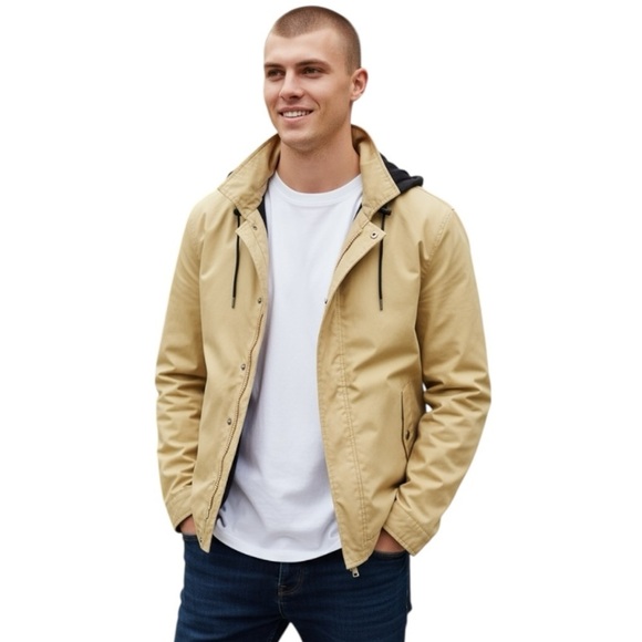 NEW Daniel Cremieux Tan Winter Jacket XL Polar Fleece Lined Removable Hood